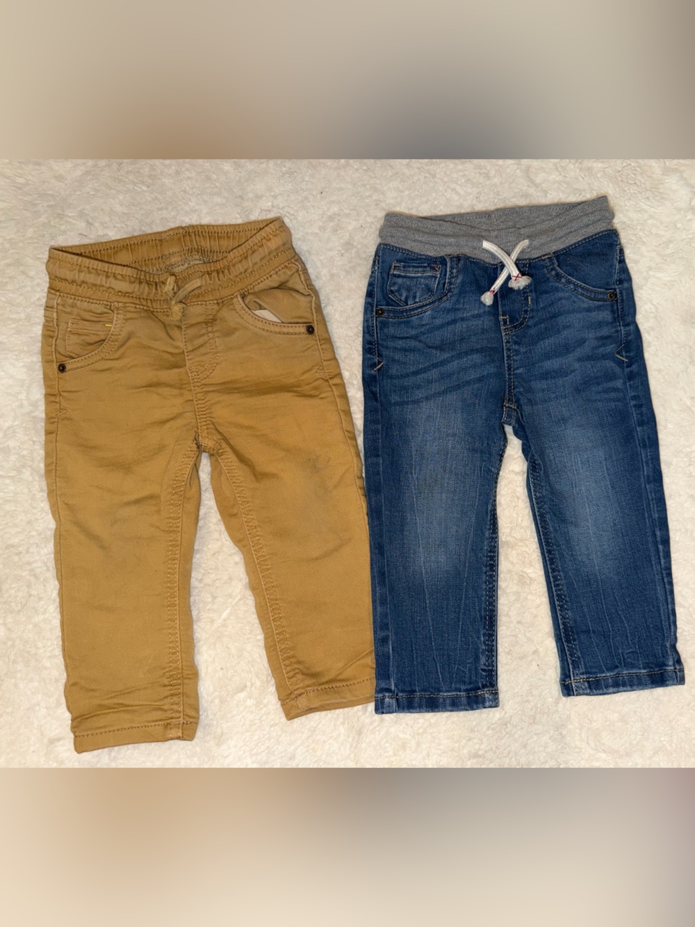 Cat & Jack Blue Denim Joggers and Tan Chinos - 2-Pack